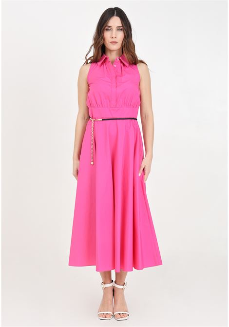 Long fuchsia women's dress in cotton poplin MAX MARA | 2416221112600033